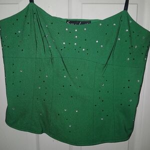 Green Embellished Women’s Camisole Top